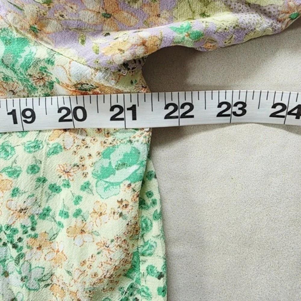 LOFT Utility Shirt Blouse Medium M Floral Crepe Boho Balloon Western Pastel